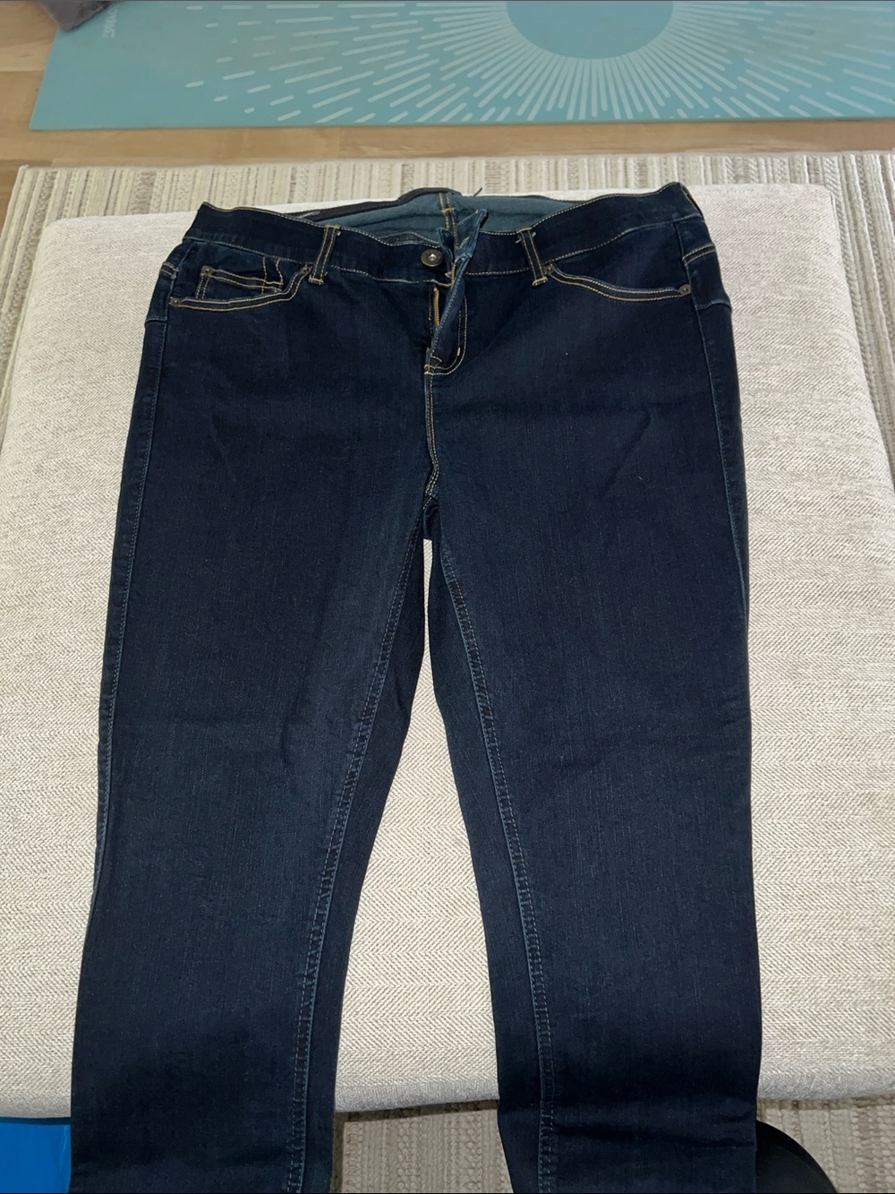 Women's Dark Blue Stretch Mid-Rise Jeans